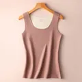 Sleeveless women's thermal tank top in dusty pink with seamless soft brushed lining - M / Tops / Brown