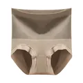 High-waisted seamless tummy control panties with X-shaped compression design for women - One Size / Khaki