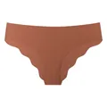 Seamless ice silk panties for women with scalloped edges and cotton crotch in terracotta - S / Dark Brown