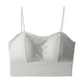 White seamless ice silk camisole with 4cm padding and thin spaghetti straps for women - One Size / Tops / Thin Cup (1cm) / White