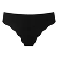 Black seamless ice silk panties featuring decorative scalloped cloud edges for women - S / Black