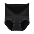 Women's high waist seamless tummy control panties with silk protein lining, black - One Size / Black