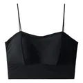 Seamless black ice silk camisole bra with thin straps and built-in thick padding - One Size / Tops / Thin Cup (1cm) / Black