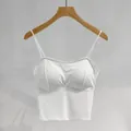 Canotta bianca senza cuciture in seta di ghiaccio con imbottitura push-up da 3 cm - Top / Coppa Ispessita (3cm) / Bianco