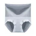 High waist seamless tummy control panties in light blue grey with silk protein crotch - One Size / Light Gray