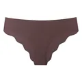 Seamless ice silk panties with scalloped edges in deep mauve, comfortable and breathable - S / Dark Purple