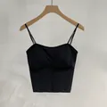Canotta nera senza cuciture in seta ghiacciata con imbottitura spessa 3cm per push-up - Top / Coppa Ispessita (3cm) / Nero