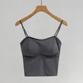Canottiera senza cuciture in seta ghiacciata grigio scuro con imbottitura da 3 cm - Top / Coppa Ispessita (3cm) / Grigio