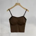 Canotta marrone senza cuciture con imbottiture push-up da 3 cm per una silhouette ideale - Top / Coppa Ispessita (3cm) / Caffè