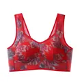 Red floral print seamless plus size bra with comfortable push up design for women - L (40-50kg) / Tops / Red