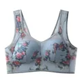 Breathable light blue seamless floral bra with fixed cups for plus size comfort and support - L (40-50kg) / Tops / Blue