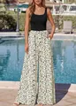 Sommerlicher ärmelloser Jumpsuit mit eckigem Ausschnitt und Dalmatiner-Muster-Hose - S / Oberteil Und Unterteil / Schwarz Weiß Gepunktet