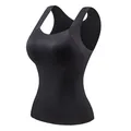 Schwarzes nahtloses Thermo-Unterhemd mit festen Cups für Damen im Herbst und Winter - M (40-50kg) / Oberteile / Schwarz