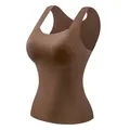 Nahtloses hautähnliches Thermo-Unterhemd mit festen Cups in Schokobraun-Finish - M (40-50kg) / Oberteile / Braun