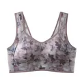 Comfortable seamless floral print bra with wide straps for women in purple tones - Dusty Pink