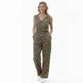 Ärmelloser Umstands-Jumpsuit aus Baumwolle mit Leopardenmuster für die Stillzeit - Braun