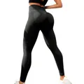 Leggings da yoga a vita alta senza cuciture effetto push-up per fitness e sport - Nero