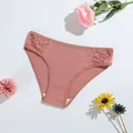 Culotte en coton côtelé rose poudré pour femmes avec empiècements en dentelle respirante - Rouge Rose