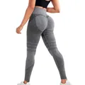 Naadloze grijze yoga-legging met hoge taille en perzik-lift-effect - S / Bottoms / Lichtgrijs