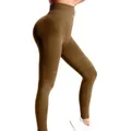 Bruine yoga legging met hoge taille, perzik lift effect en compressie voor fitness training - S / Bottoms / koffiekleur
