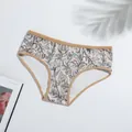 Women's floral milk silk briefs with comfortable mid-low waist and breathable design. - S / Nude Blue Floral