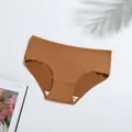 Bragas de seda de leche marrón liso de cintura media para mujer con doble capa - S (30) / Bottoms / Mostaza