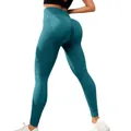 Leggings da yoga senza cuciture color verde ottanio a vita alta con effetto push-up - Verde malachite