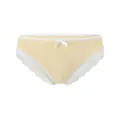 Elegante gele katoenen dames slip met fijne witte kanten randen en een schattig strikje - S / Bottoms / Geel