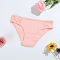 Culotte en coton côtelé rose respirante avec élégants inserts en dentelle latérale - Rose