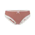Culotte en coton côtelé rose poudré pour femme avec dentelle blanche et nœud - Rouge Rose