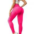Leggings yoga a vita alta rosa con effetto push-up per fitness e allenamento femminile - Rosso rosa