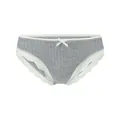 Culotte en coton côtelé gris pour femme avec bordure en dentelle blanche et petit nœud - Gris