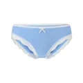 Lichtblauwe geribbelde katoenen damesonderbroek met lage taille en witte kant - S / Bottoms / Koningsblauw