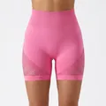 Roze yoga-shorts met hoge taille en ademende mesh-panelen voor damesfitness - S / Bottoms / Roze