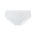 Elegante witte katoenen geribbelde damesslip met fijn kant en een klein strikje vooraan - S / Bottoms / Wit