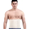 Ademende tailletrainer voor heren in beige met meerrijige haaksluitingen voor sport. - M / Tops / Huidskleur