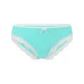 Culotte en coton côtelé turquoise avec bordure en dentelle blanche et petit nœud décoratif - Vert clair