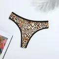 Comfortable women's milk silk thong with a stylish leopard print pattern and low waist - XL / Bottoms / Nude Leopard
