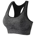 Grey seamless high-impact sports bra for yoga and running with racerback design - S / Tops / Heather Grey