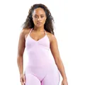 Nauwsluitende halter yoga top in zacht lichtroze gemaakt van sneldrogend functioneel materiaal. - Roze