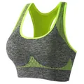 Seamless racerback sports bra in heather gray and neon green for yoga and gym workout. - S / Tops / Fluorescent Yellow