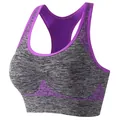 Seamless wireless purple and grey racerback sports bra for yoga, running and fitness - S / Tops / Purple