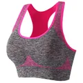 Soutien-gorge de sport respirant sans couture gris et rose pour le yoga et le fitness - Rose rouge