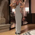 Grey sleeveless hooded maxi dress with slim fit design for modern women's fashion - S / Light Gray