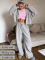 Cozy 2-piece gray cotton tracksuit with zip-up hoodie and drawstring joggers - S / Top And Bottom / Gray