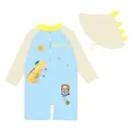Süßes Jungen Langarm-Badeanzug-Set mit Dinosaurier-Print und passender Schwimmkappe - L (90-100cm, 26-32) / Oberteil Und Unterteil / Blauer Dinosaurier (D260722-3LR)