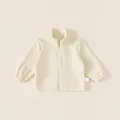 Soft cream fleece jacket for toddlers with front zipper and stand-up collar design - 80 / Tops / Off White