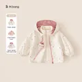 Girl's 3-in-1 outdoor windproof polka dot hooded jacket with detachable pink fleece liner - 80 / Tops / Off-white (CY26015B)