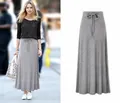 Jupe maxi élégante à taille haute avec cordon de serrage et fente latérale pour le style - L / Bas / Gris