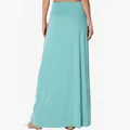 Back view of a high-waisted teal maxi skirt crafted from soft and breathable jersey fabric - Emerald